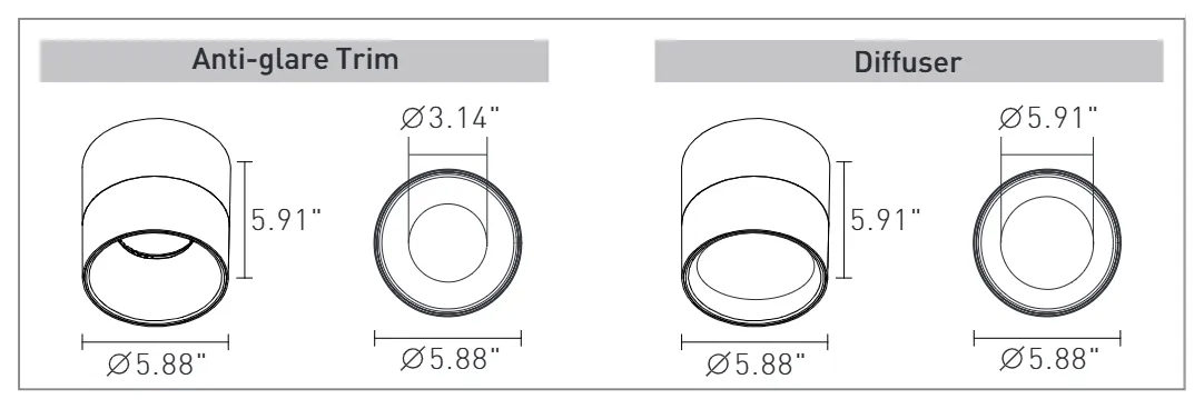 6 in cylinder: dimensions