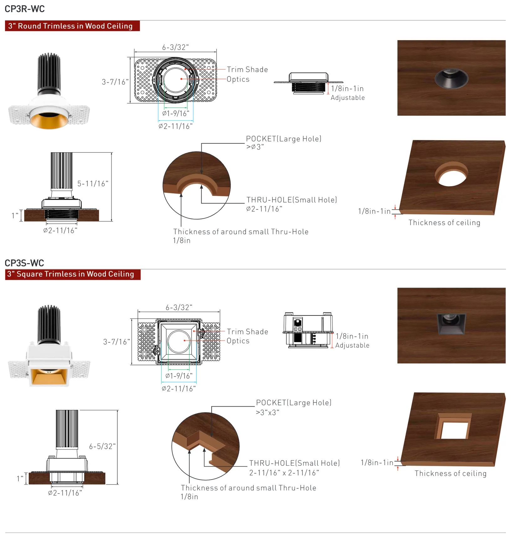 Trimless in a wood ceiling