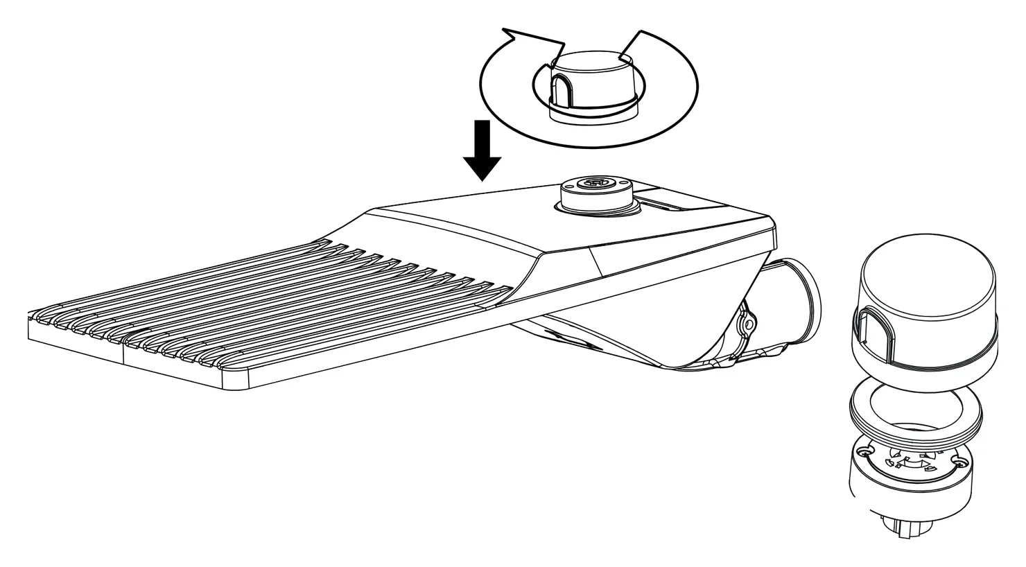 Twist-lock photocell on the NEMA receptacle