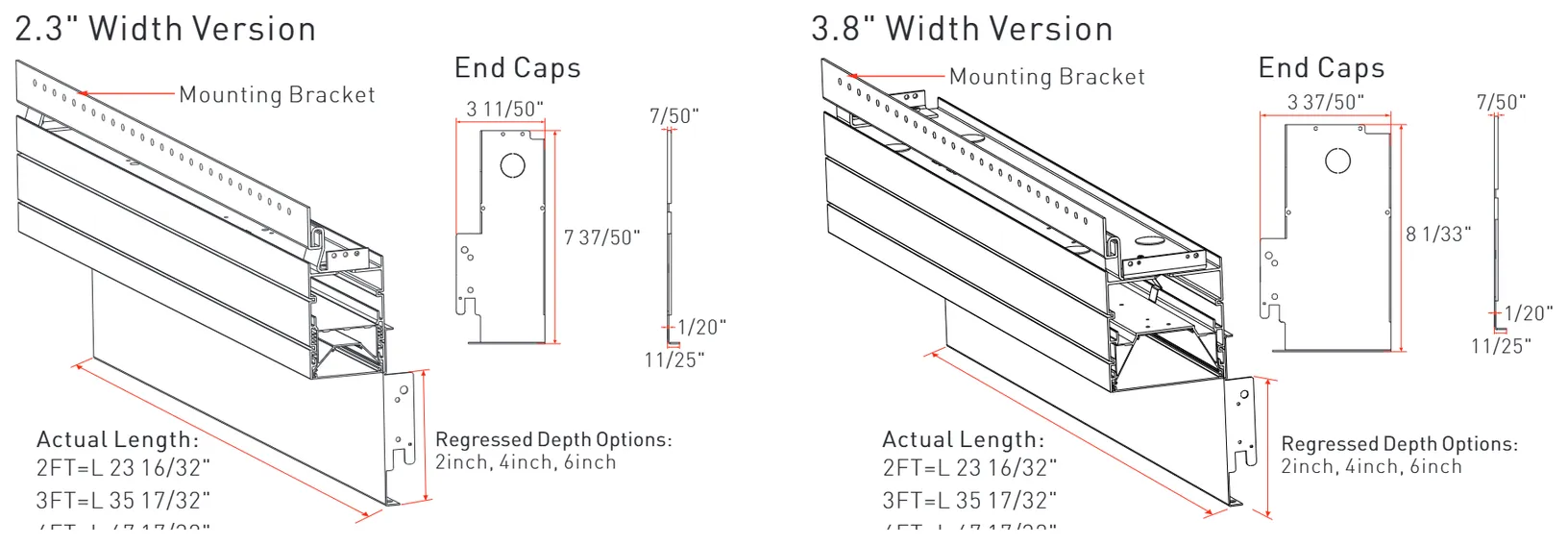 3.8 in profile: dimensions