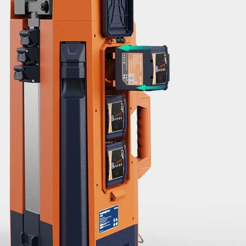 PSL-400 battery bay: packs slide in behind the door