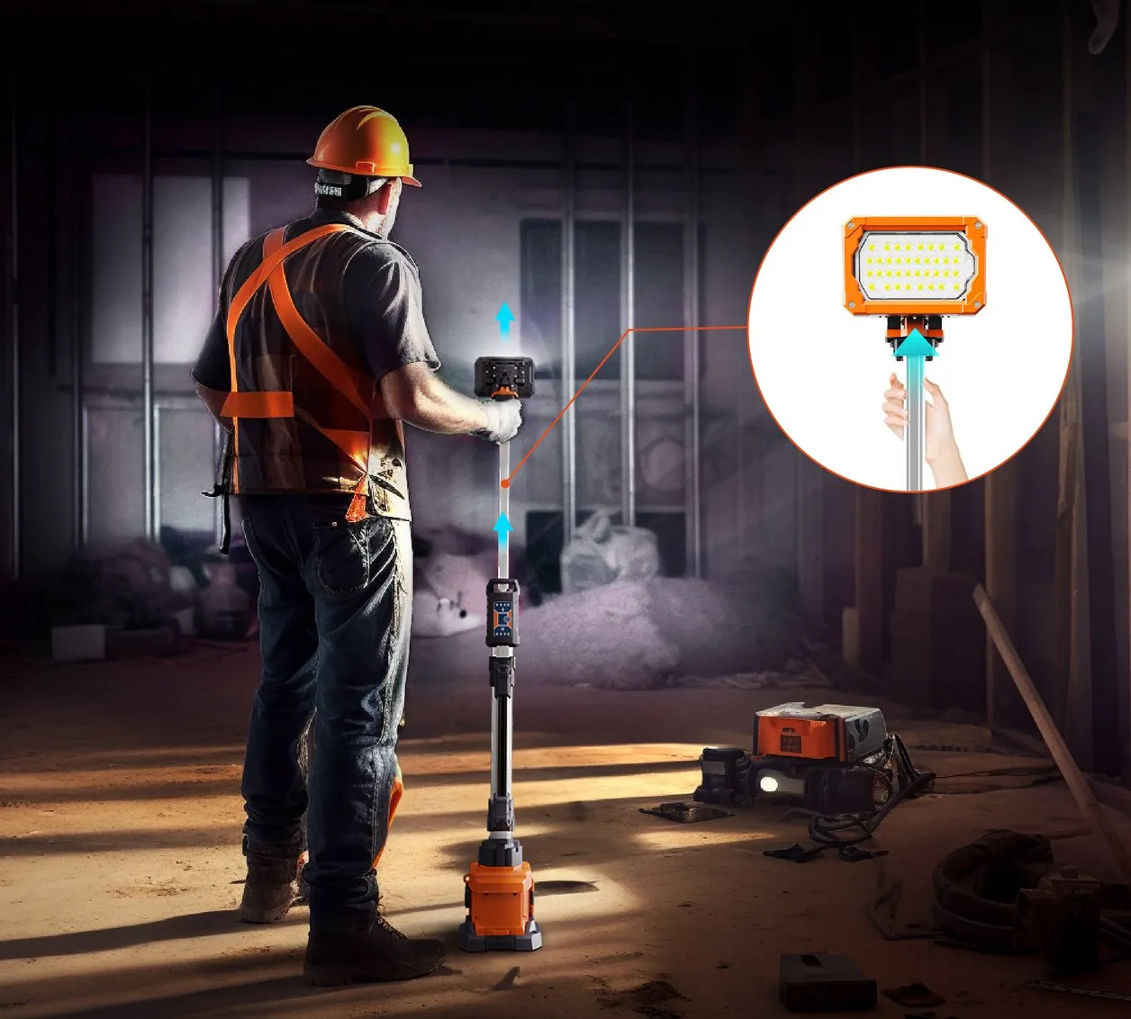 PSL-100 raised on an indoor building site