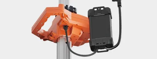 USB lead and phone hook at the head bracket