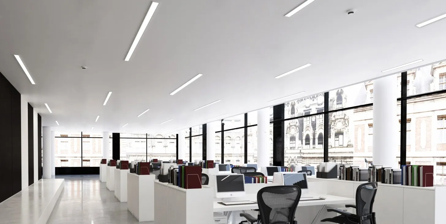 Slim surface profiles in an open office (application example)