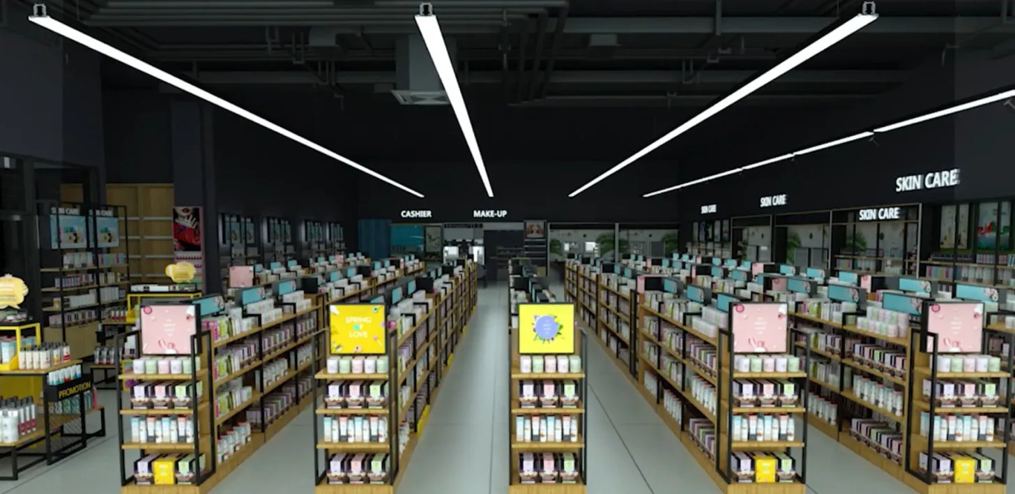 Long runs over retail aisles (application example)