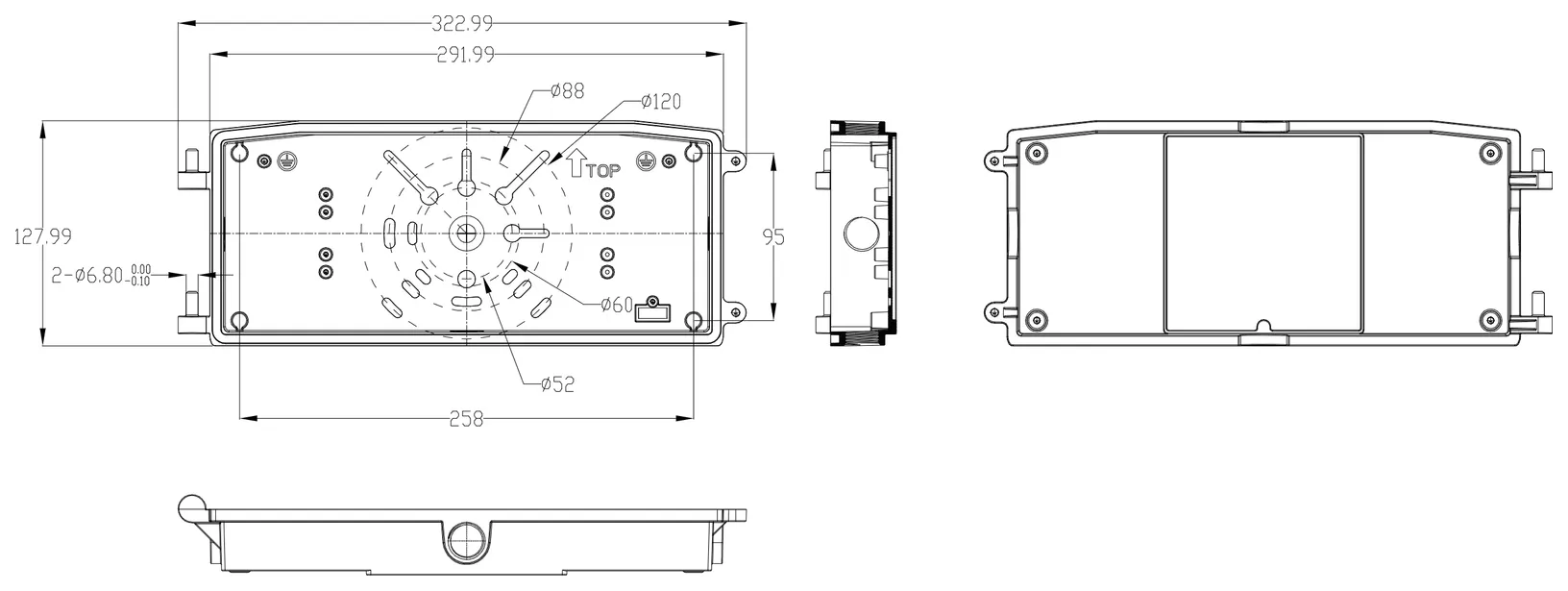 70–100 W housing: dimensions