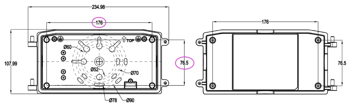 Mounting plate: J-box and conduit knock-outs